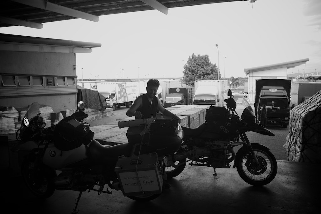 A happy camper, after boxing and reassembling the bikes