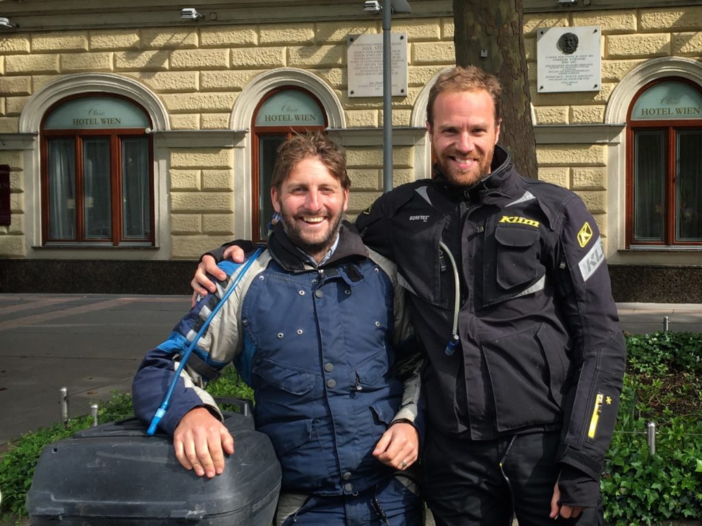 Very happy with ourselves as we stepped off the bikes in the heart of Vienna